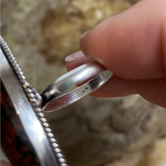 Mahogany Obsidian Gemstone Statement Ring,  .925 Sterling Silver overlay. - Picture 4 of 6